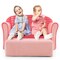 Pink Velvet Kids Sofa Chair Couch with Ottoman Set and Backrest for Bedroom or Playroom
